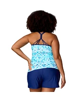 Free Country Plus Size Macrame Back Tankini Top