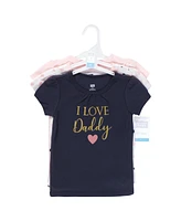 Hudson Baby Girls Short Sleeve T-Shirts Daddy Pink Navy, 18-24 Months