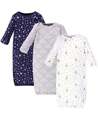 Hudson Baby Baby Boys Hudson Cotton Gowns, Navy Stars & Moon, Preemie/Newborn