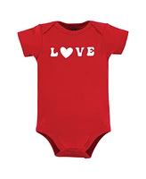 Hudson Baby Girls Cotton Bodysuits, Love Hearts, Preemie