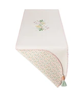 Design Imports Spring Bunny Embellished Cotton Reversible Table Runner, 14"x72"