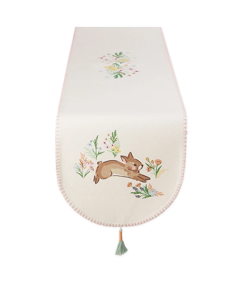 Design Imports Spring Bunny Embellished Cotton Reversible Table Runner, 14"x72"