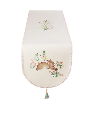 Design Imports Spring Bunny Embellished Cotton Reversible Table Runner, 14"x72"