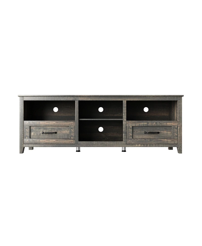 70.08 Inch Tv Stand with 2 Drawers & 4 Storage Shelves Morden Media Console Entertainment Center for Living Room or Bedroom, Grey Walnut