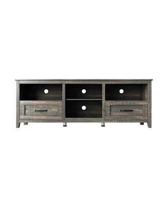 70.08 Inch Tv Stand with 2 Drawers & 4 Storage Shelves Morden Media Console Entertainment Center for Living Room or Bedroom, Grey Walnut