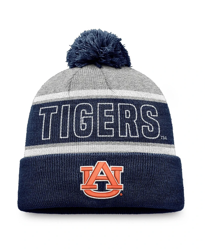 Top of the World Men's True Navy Auburn Tigers Two-Tone Cuffed with Pom Knit Hat