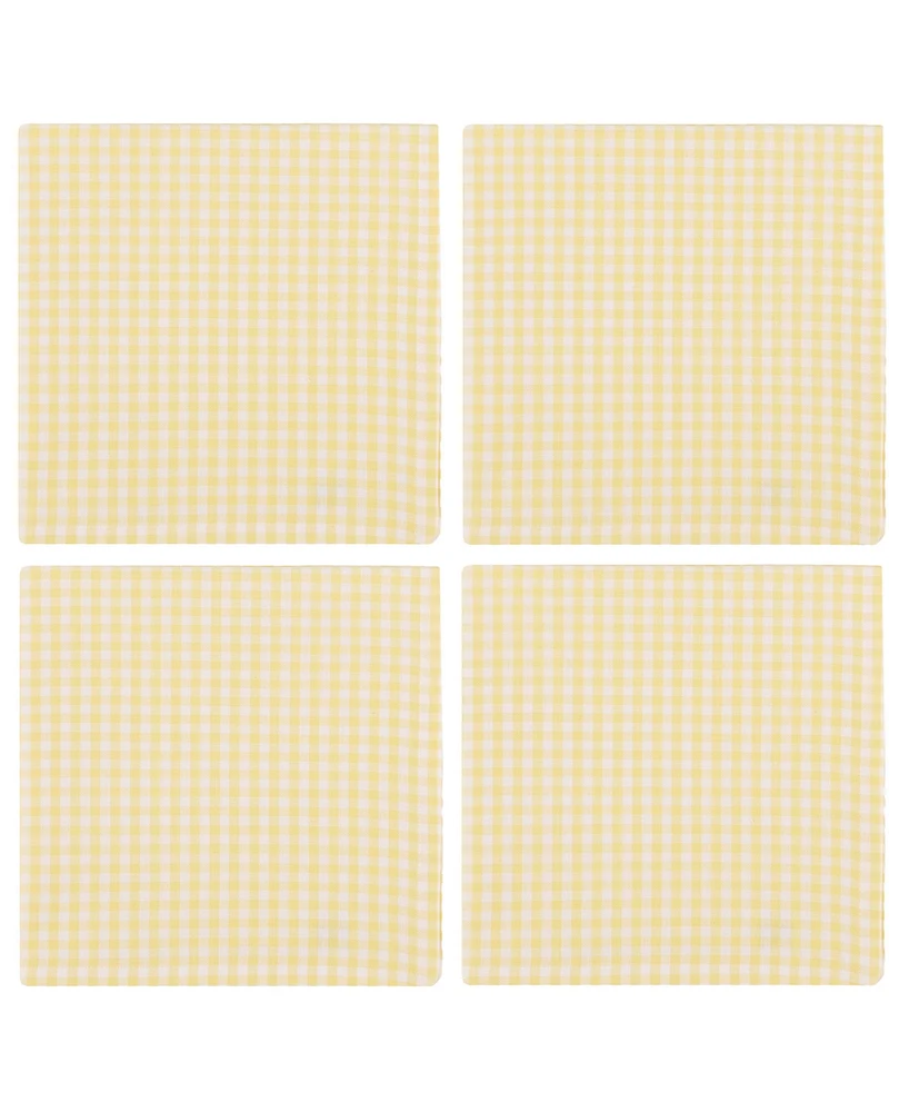 Design Imports Sundress Yellow Gingham Cotton Napkins, Set of 4
