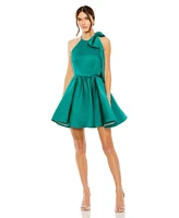 Mac Duggal Women's High Neck Bow Detail Mini Dress