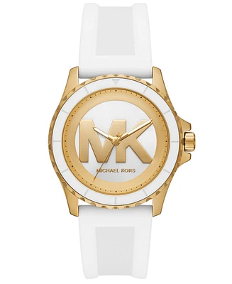 Michael Kors Women's Everest Three-Hand White Silicone Watch, 40mm