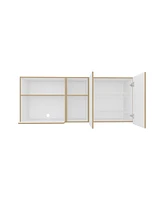 Sidman Wall Cabinet, 2 Doors, 4 Shelves, White / Natural Oak