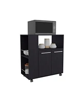 Bremerton Kitchen Cart, 2 Doors, 3 Shelves, 4 Wheels, White