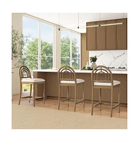 Set of 2 27" Arched Back Counter Stools, Upholstered Boucle Bar Chairs with Solid Wood Frame-The Pop Home