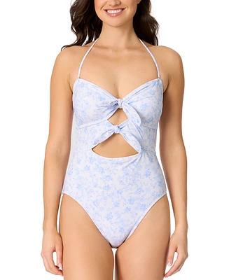 Salt + Cove Juniors' Bow Cutout One-Piece Swimsuit, Exclusively at Macy's