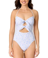 Salt + Cove Juniors' Bow Cutout One-Piece Swimsuit, Exclusively at Macy's