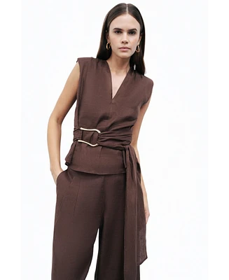 Nocturne Women's Waist Accessory Detailed Blouse