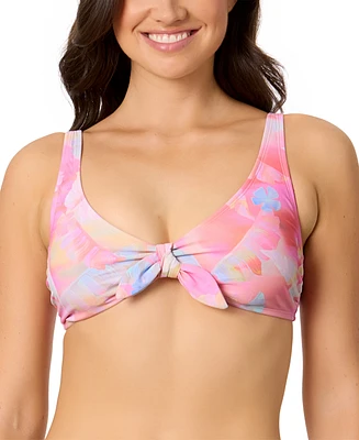 Salt + Cove Juniors' Sunset Palms Tie-Front Bikini Top, Exclusively at Macy's