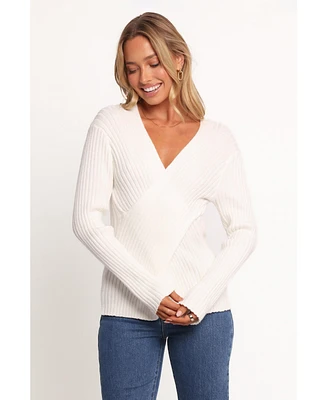 Petal and Pup Women's Hannon Ribbed Crossover Knit Sweater