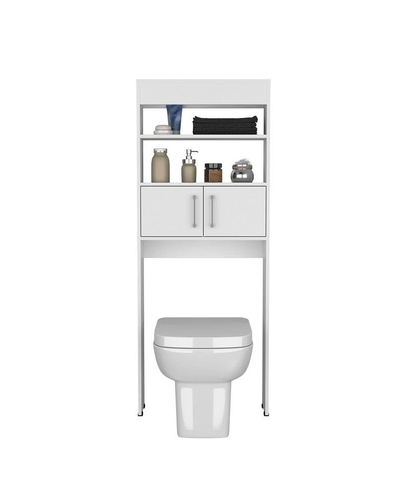 Atlas Over The Toilet Cabinet with Two Shelves and Double Door, White