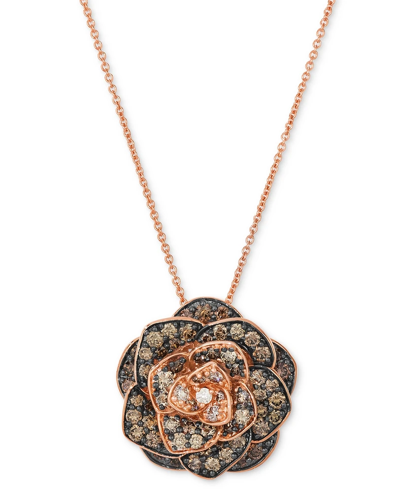 Le Vian Chocolate Ombre Diamond Rose Adjustable 20" Pendant Necklace (1-1/2 ct. t.w.) in 14k Rose Gold