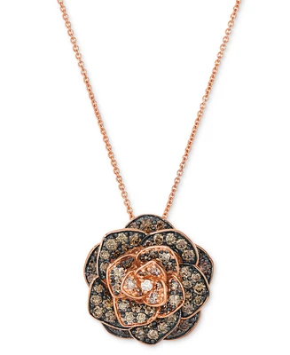 Le Vian Chocolate Ombre Diamond Rose Adjustable 20" Pendant Necklace (1-1/2 ct. t.w.) in 14k Rose Gold