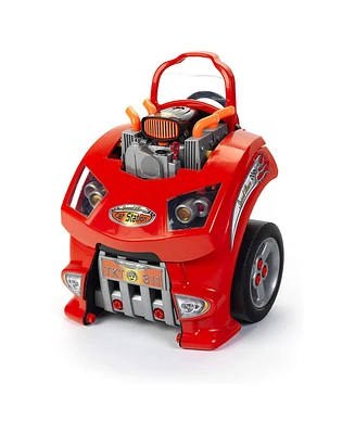 Theo Klein Service Car Station with Plastic Toy Car Engine and Maintenance Tasks for Mechanic Simulations for Kids Aged 3 Years and Up, Red