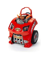 Theo Klein Service Car Station with Plastic Toy Car Engine and Maintenance Tasks for Mechanic Simulations for Kids Aged 3 Years and Up, Red