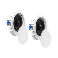 Pyle PDIC60T 6.5" In-Wall/In-Ceiling 2-Way Stereo Speakers with 70V Transformer - Flush Mount, White, Pair