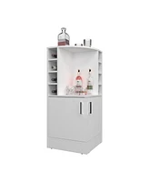 norwich Bar Cabinet, 2 Doors, 8 Wine Bottle Compartments, Natural Oak