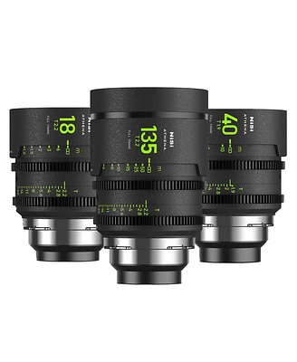 NiSi Athena Prime Cine Add-On 3-Lens Kit with 40mm T1.9, 18mm, 135mm T2.2 Lens, Includes Filter Holder, Pl Mount