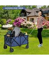 Outdoor Folding Wagon Cart with Adjustable Handle and Universal Wheels