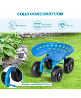 Garden Rolling Workseat with 360° Swivel Seat and Adjustable Height