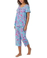 Cuddl Duds Women's Short-Sleeve Cropped Pajama Set
