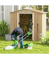 6 x 4 Feet Galvanized Steel Storage Shed with Lockable Sliding Doors