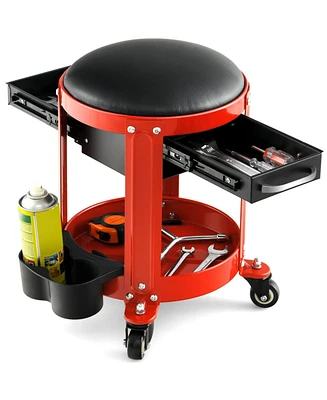 Rolling Mechanic Stool with Removable Padded Seat and Drawers