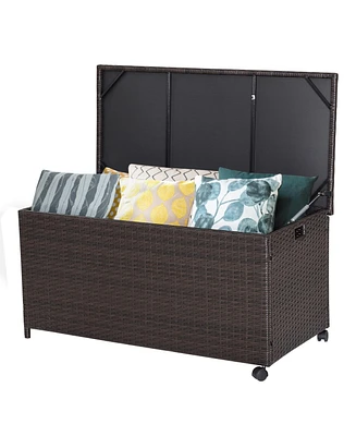 Wicker Outdoor Storage Box with Zippered Liner