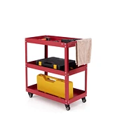 3-Tier Rolling Tool Cart with Spacious Shelves, 4 Universal Wheels and 2 Brakes