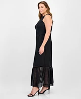 Aidan by Adrianna Papell Plus Shadow-Striped Dress