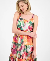 Robbie Bee Petite Printed Sleeveless Tiered Midi Dress