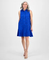 Robbie Bee Petite Ruffled-Hem Sleeveless Eyelet Dress