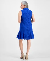 Robbie Bee Petite Ruffled-Hem Sleeveless Eyelet Dress