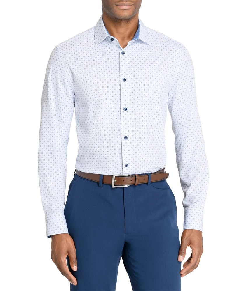 Men's Recycled Slim Fit Micro Geo 4-Way Stretch Performance Dress Shirt
