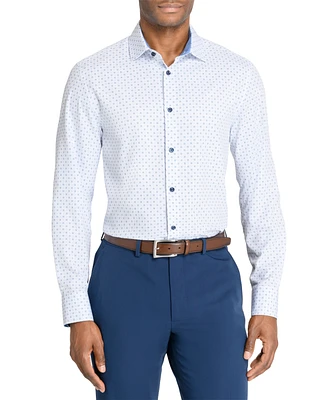 Men's Recycled Slim Fit Micro Geo 4-Way Stretch Performance Dress Shirt