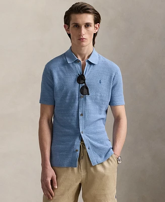 Polo Ralph Lauren Men's Textured Cotton-Linen Shirt Sweater