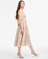 Row A Women's Eyelet-Embroidered Tiered Midi Dress