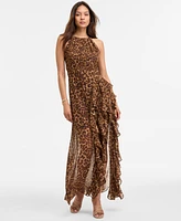 Betsy & Adam Women's Printed Sheath Chiffon Halter Dress