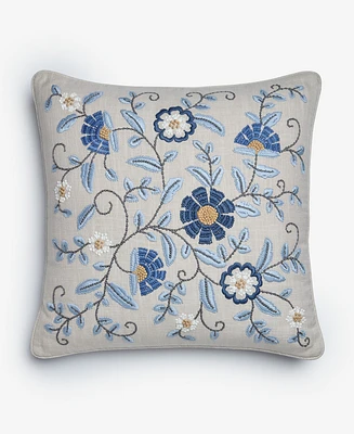 Charter Club Embroidered Flowers Decorative Pillow, 18" x 18", Exclusively at Macy's