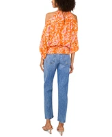 Sam & Jess Women's Printed Cold-Shoulder Halter-Neck Blouse