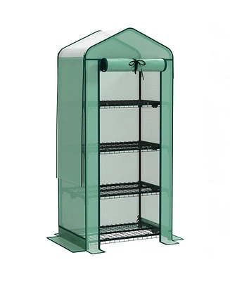 Outsunny 4 Tier Mini house w/ Screen Roof, Reinforced Pe Cover,