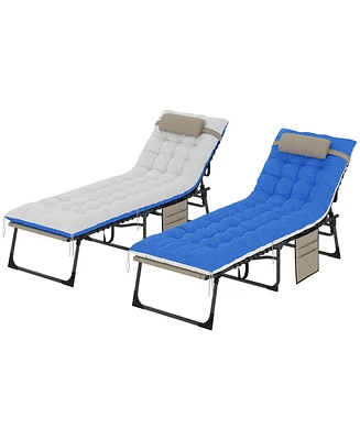 Outsunny Outdoor Lounge Chairs, Reclining Folding Chaise Lounge, /
