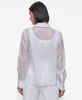 Dkny Women's Striped Button-Front Shirt